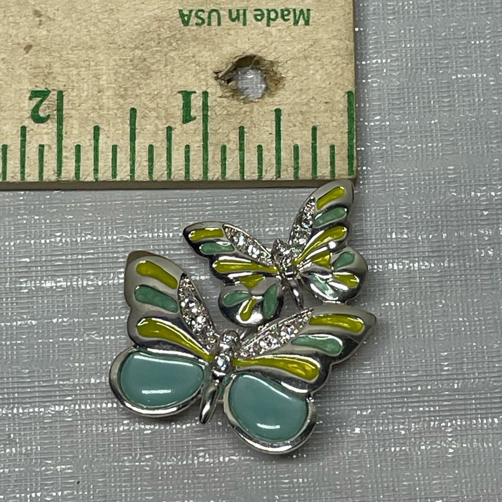Butterfly Pin Brooch in Mint and Lime - Picture 2 of 4